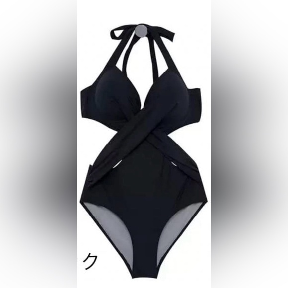 Cupshe Other - Cupshe Black Cutout Halter Style One Piece Monokini Bathing Suit, Size L